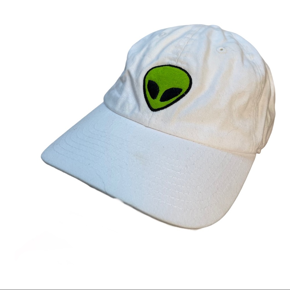 ALIEN white cap adjustable buckle strap back Dad Hat - Picture 8 of 8